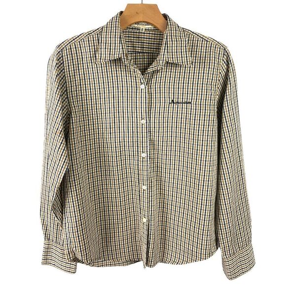 AQUASCUTUM Classic Shelly Check Button Down Collared Shirt Size M - Picture 2 of 7